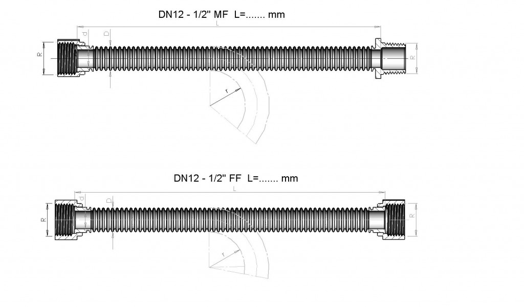 Чертеж на тръба DN 12 mm